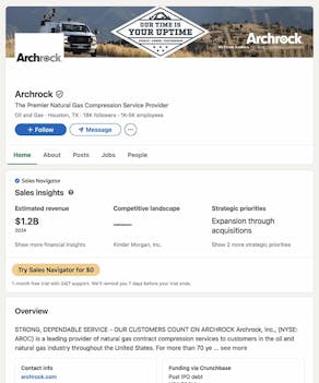 Archrock LinkedIn Screenshot