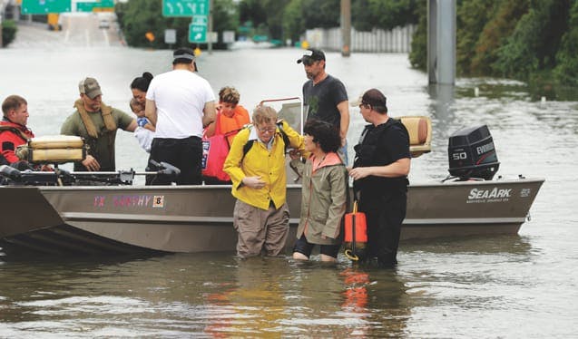 Team helping during flooding